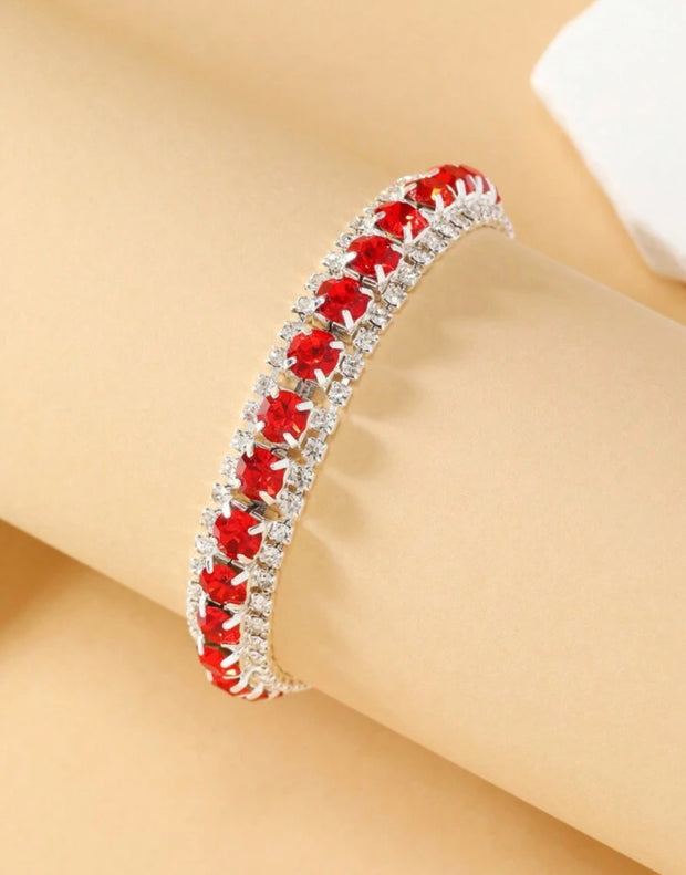 Pulseira Prata Vermelho